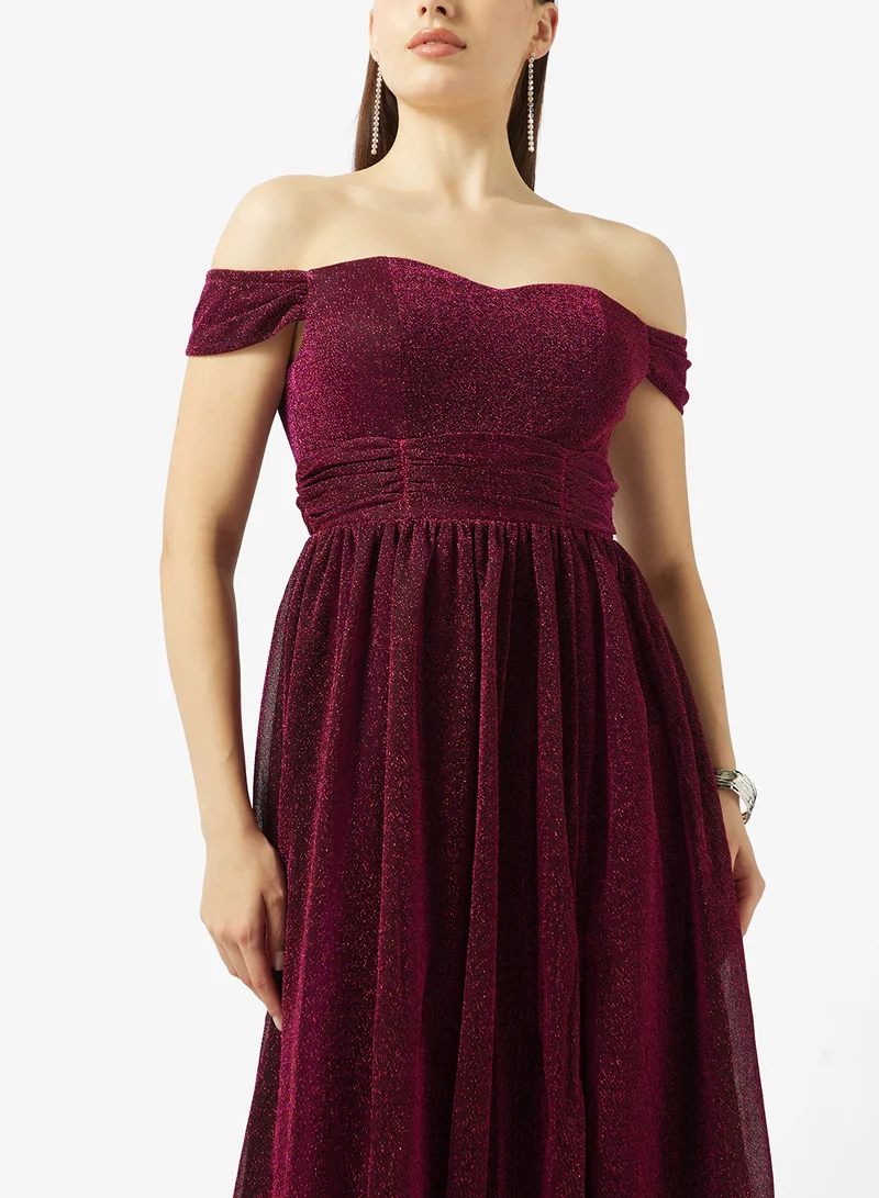 Ella Limited Edition  Off Shoulder Shimmer Dress for Women | Best Price UAE